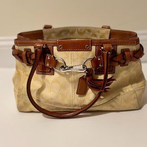 Coach Yellow Hampton Signature Carryall Handbag F13065 with matching wallet